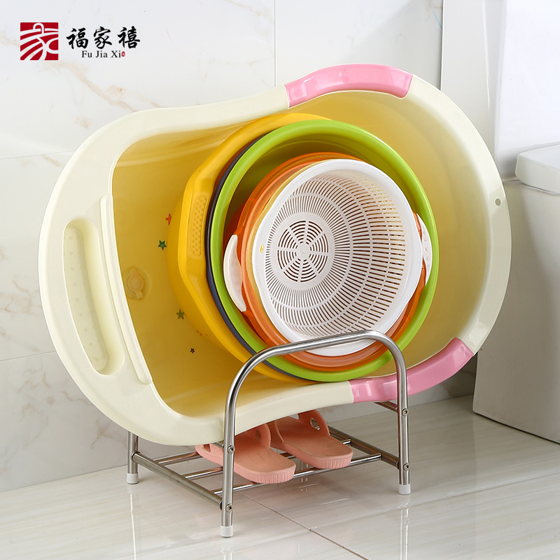 Bathroom Stainless Steel Washbasin Rack, Bathroom Storage Rack, Large Floor-Standing Baby Bath Basin Rack, Kitchen Storage Rack