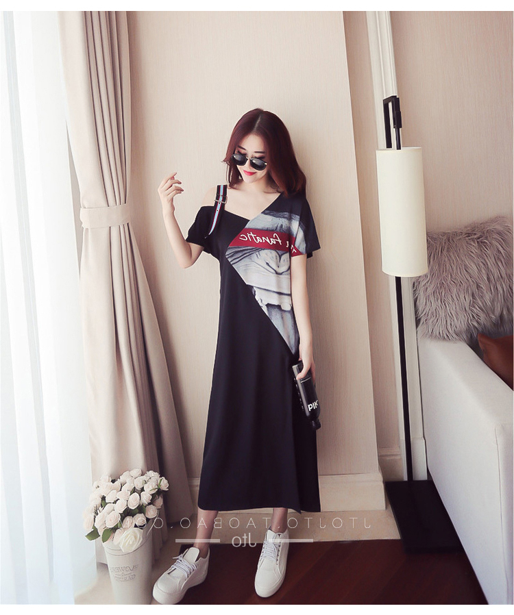 Mùa hè mới gợi cảm quây váy ngắn tay váy ngủ dài đoạn dài đồ ngủ backless chia khâu in dịch vụ nhà nội y cao cấp