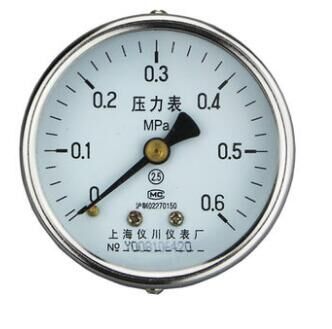 上海仪川压力表厂Y60 0-0.6MPa轴向不带边框压力表接口M14*1.5