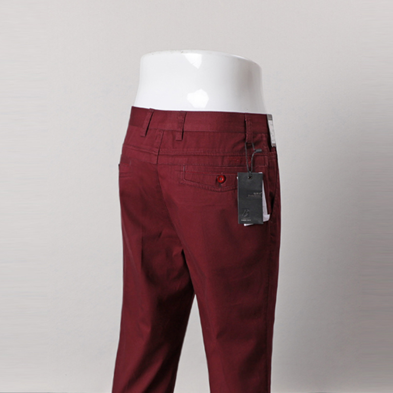 Men's Trousers for Export, Spring/Summer Thin Loose Straight-Leg Casual Business Wear, Durable Wide-Leg Burgundy Pants