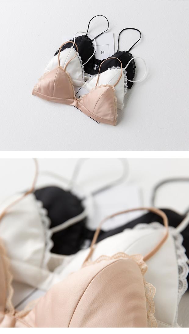 Áo crop top siêu mỏng quai mảnh chống đi đoạn ngắn không có vòng thép gợi cảm làm đẹp trên đồ lót quấn ngực nữ ao nguc