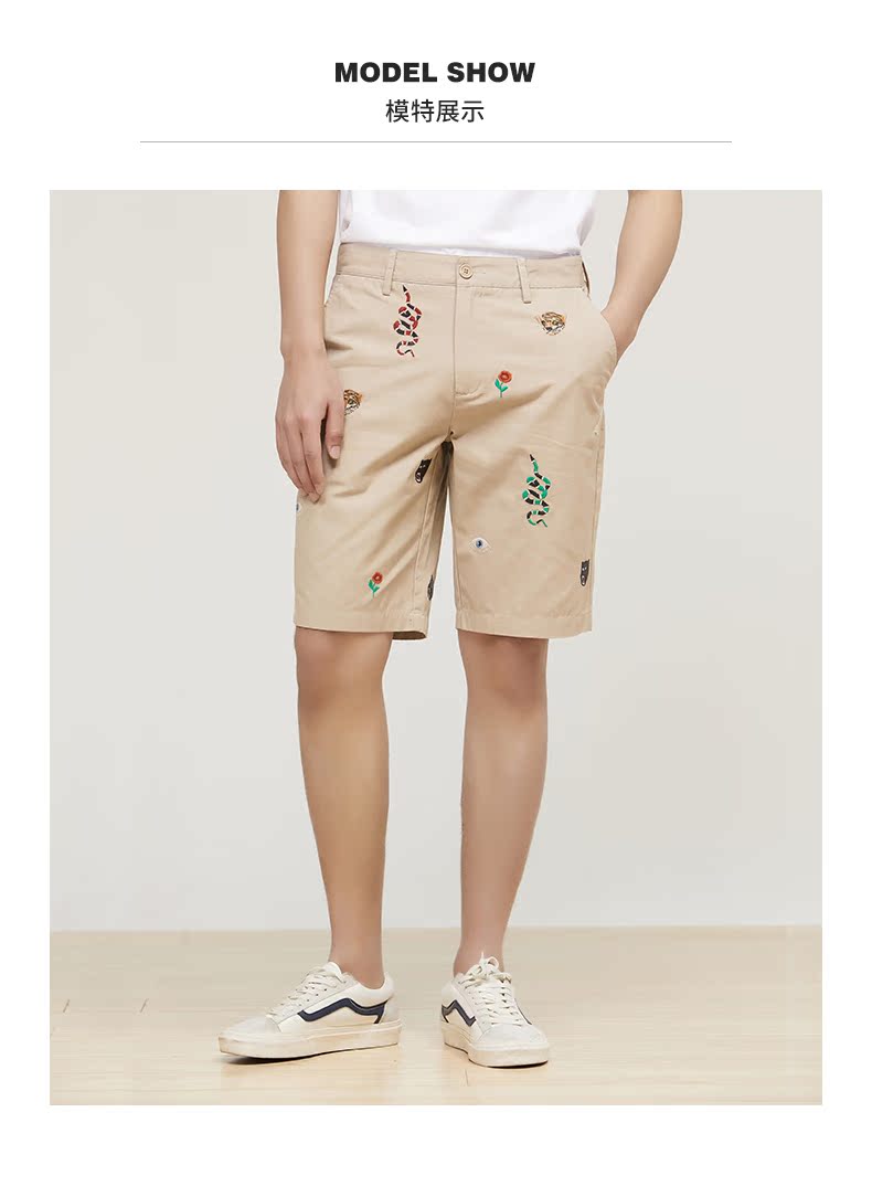 La Chapelle áo khoác nam đi bộ quần short 2019 hè mới 100% cotton giản dị năm quần nam - Quần short quần thun nam