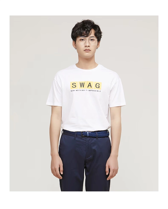 Áo thun nam tay dài màu mè của La Chapelle 2019 mới màu trắng cotton cổ tròn áo thun nam Slim - Áo phông ngắn áo thun polo