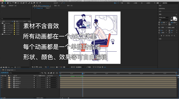 图片[2]-MG卡通人物角色扁平插画动画网课远程网络上课堂AE源文件模板素材-cg男孩