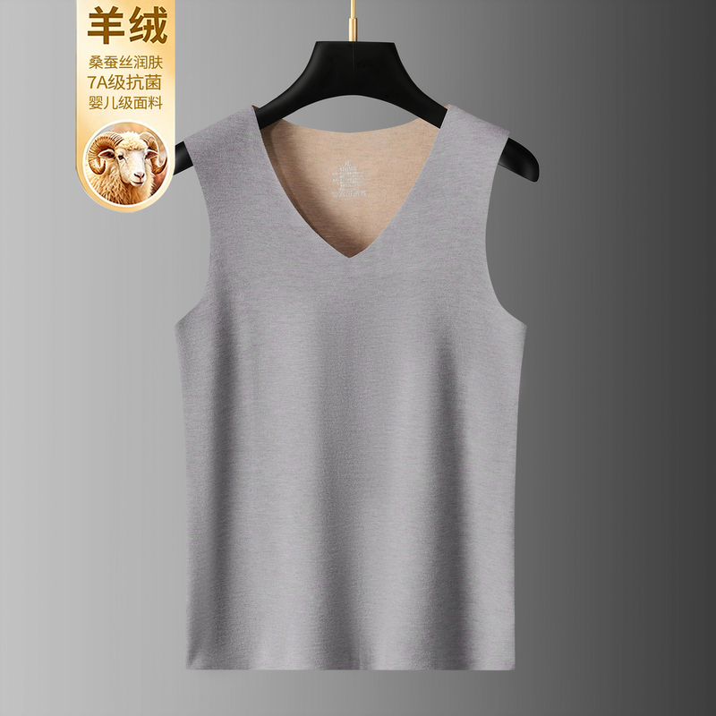 Cashmere and Silk Thermal Vest for Men, Winter Thermal Underwear, Seamless Undershirt, Brushed Base Layer Top