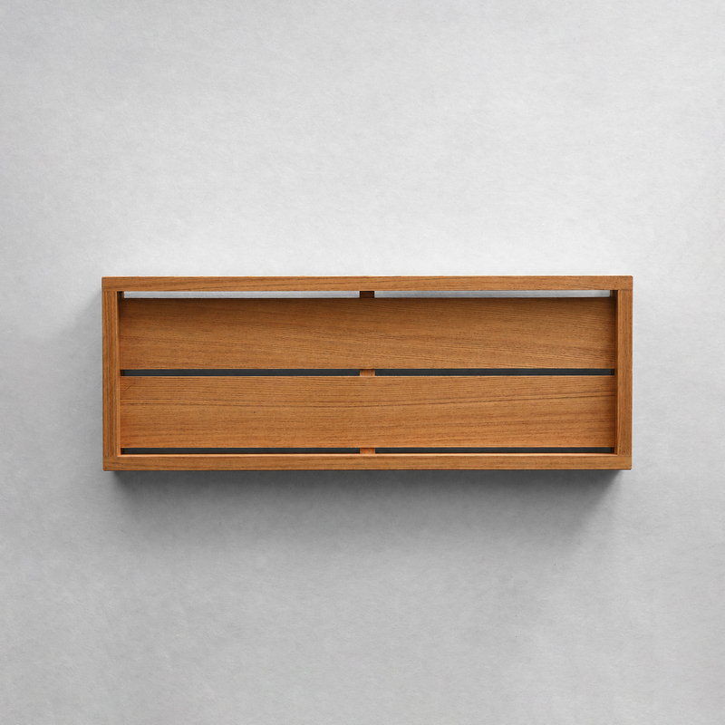 Japanese-Style Mid-Century Burmese Teak Solid Wood Soap and Hand Sanitizer Countertop Bathroom Storage Rack