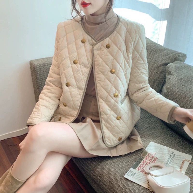 Chanel-Style European Quilted Cotton Jacket for Women, Spring and Autumn 2025 New European Fashion Lightweight and Stylish Short Cotton Coat