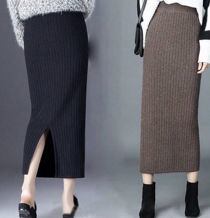 ミドル丈ニットスカート、ボディコンペンシルスカート、レディース2026年春秋新作スタイル、薄手、スリット入りロングスカート、ウールスカート。