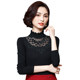 Modal black bottoming shirt for women, thin long-sleeved 2023 new autumn and winter style inner lace high-necked top