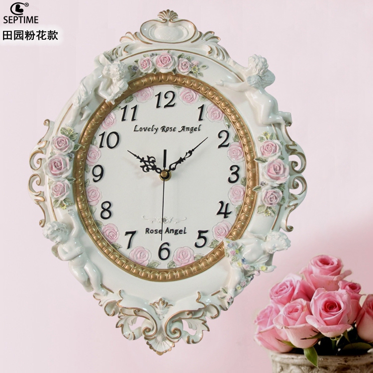 European Classical Wall Clock, Living Room Large Creative Clock, Modern Simple Quartz Clock, Angel Personalized Decoration, Silent Wall Clock
