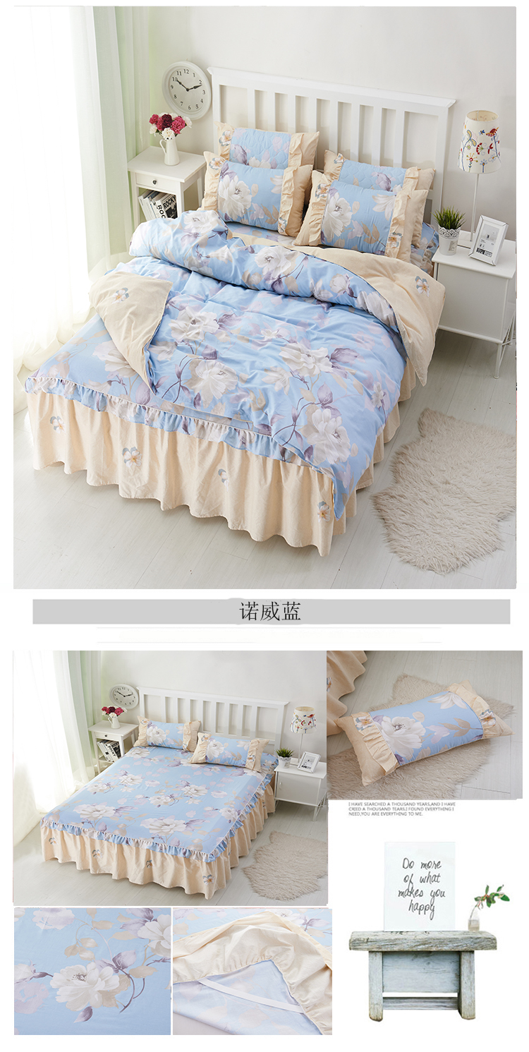 Phiên bản Hàn Quốc của bộ váy ngủ cotton bốn bộ chăn ga gối cotton 1,5m1,8 m trải giường đôi cung cấp 1,2m ga giường spa đẹp