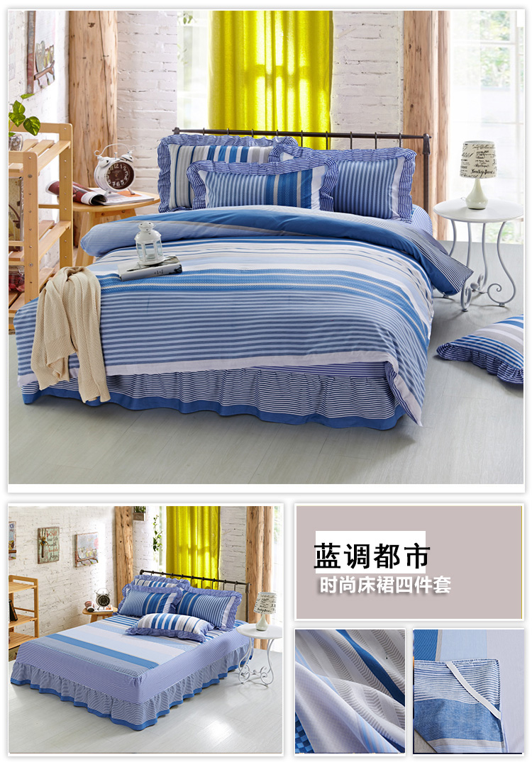 Bộ đồ giường bông cotton giường ngủ giường váy bốn bộ giường váy phong cách 1.5 1.8 2 mét mùa thu và mùa đông