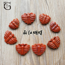 Special double-sided carving natural southern red butterfly pendant Sichuan material south red agate DIY bracelet necklace accessories
