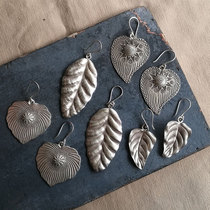 Leaf earrings sterling silver niche design sense heart-shaped earrings sterling silver 2022 new female ear hanging Thai handmade silver