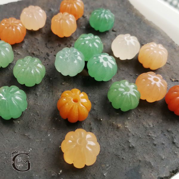 Colorful Stones Gold Silk Jade Tung Mausoleum Jade Pumpkin Beads Diy Loose Beads Natural Strings Beads Hand Rope Female Earrings Necklace Accessories Accessories