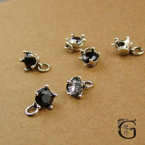 Handmade DIY pendant female beaded bracelet necklace accessories vintage 925 sterling silver black white diamond crown small pendant D45