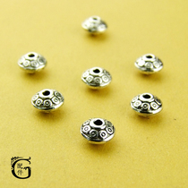 Promotion G accessories 925 sterling silver bead circle flying saucer beads DIY beaded bracelet necklace beaded counter flat beads