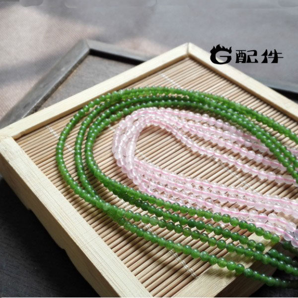 Promotion Taiwan Qingyu natural powder crystal hibiscus crystal 3mm round pearl semi-finished product DIY handmade string bead flow Su accessories