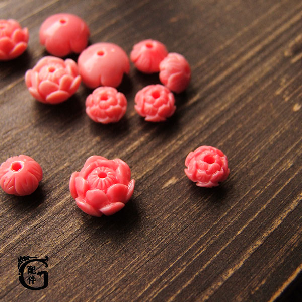 Special price (G accessories) Coral Powder Pressed Pink Lotus Pearl DIY Handmade Earrings Ancient Wind Hair Hairpin Accessories