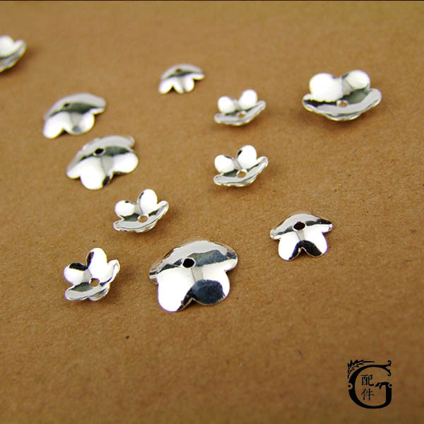 Promotion DIY Strings Beads Silver Accessories Thai Handmade Silver 925 Pure Silver Light Version 5 Petals Petals Flowers H19