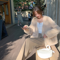 Haining leisure lazy loose real Rex rabbit hair double-sided woven fur coat women thin 2021 new young model