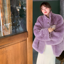 GG fairy heart Toka leather fur coat female 2021 New Lamb hair sheep cut velvet stand collar coat winter