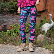 Autumn and winter New Ladies outdoor sports camouflage soft shell pants fleece trousers thick warm assault pants