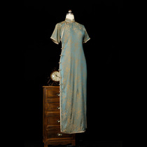 Old Cheongsam Xianxia no province slim old-fashioned flat cut single lapel low slit Daily full edging spring and summer