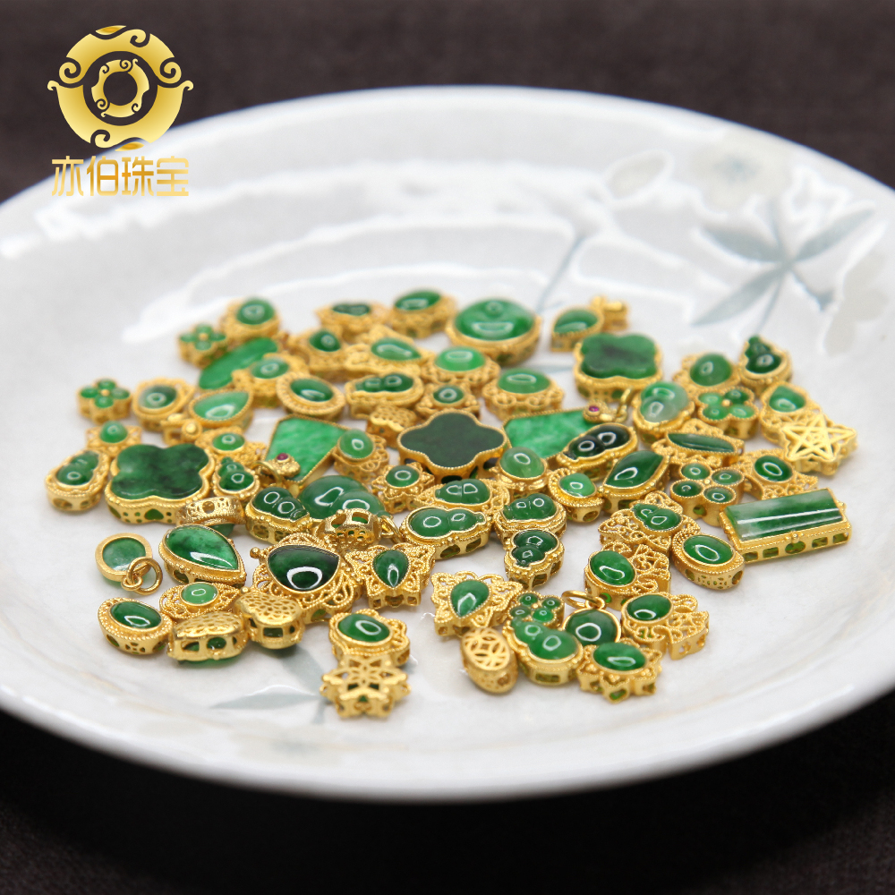 Also Berber natural emerald Shu innate green pine stone Sapphire Blue Aubergine 18K24K Bag Gold Handmade Accessories Pendant