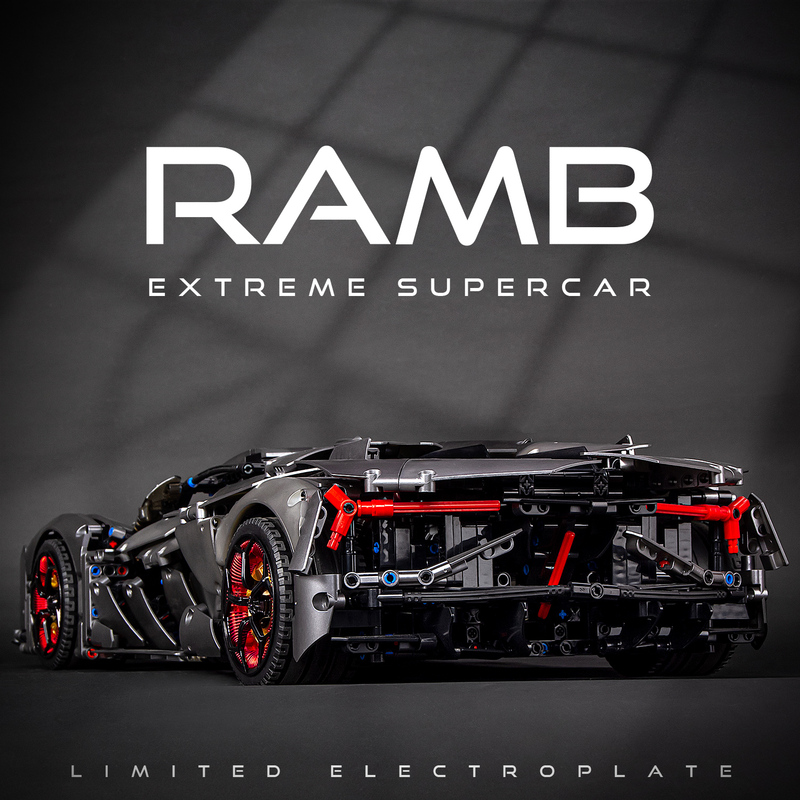 K Box Lamborghini Building Block Sports Car Model Electroplated Metallic Gray High-Difficulty Assembly Toy Gift for Boys