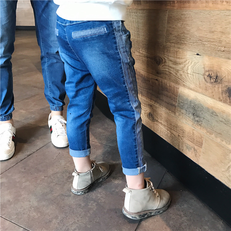 LUSON Mom Quần jeans cha mẹ trẻ em mùa thu một gia đình ba nhà đầy đủ gia đình được trang bị nối quần mẹ và trẻ em denim giản dị quần áo gia đình mùa đông hàn quốc