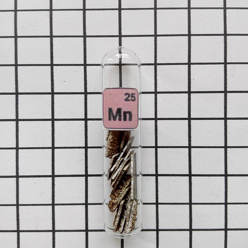 有色金属 锰  锰片 Mn  元素 玻封 教学展示摆件工艺品