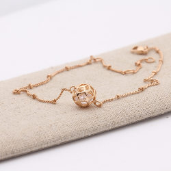 New Mori alloy gold-plated inlaid hollow ball anklet gold simple temperament foot ornaments bell geometric women's Jewelry