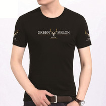 Round collar printed pure cotton Summer middle-aged men short sleeves T-shirt loose half sleeves Compassionate Sweatshirt Daddy Dress Black