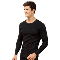 Mens pure cotton autumn clothes single piece Dad round collar warm inside elderly thin wire clot jacket minimalist black