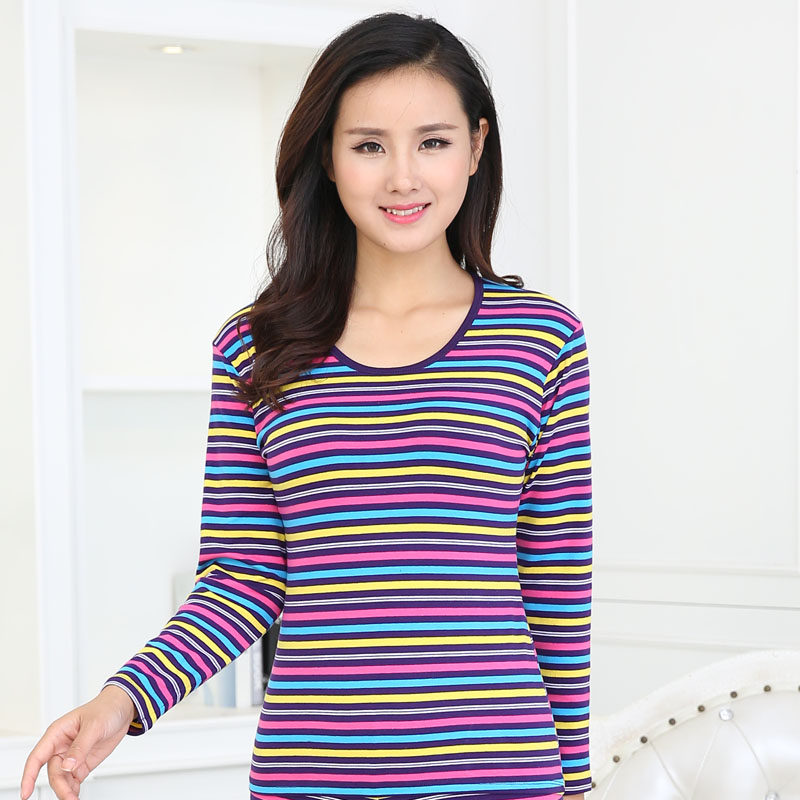 Spring Autumn Pure Cotton Middle Aged Women's Clothing Mother Clothing Pure Cotton Inner Lap Coat Blouse Grandma Mother-In-Law Long Sleeve Striped T-shirt Woman