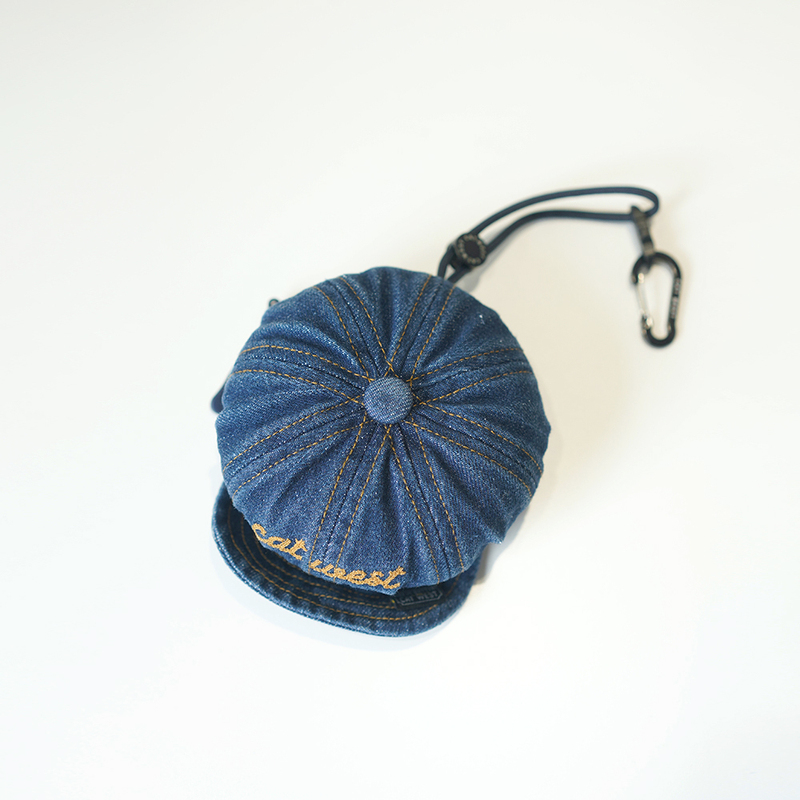Cat West Original Design Denim Octagonal Hat Coin Purse Pendant Mini Bag Storage Earphone Bag