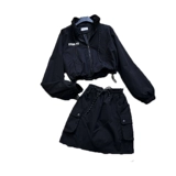 Осенний кардиган для отдыха с молнией, мини-юбка, комплект, оверсайз, высокая талия