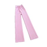Демисезонные розовые трикотажные штаны для отдыха, высокая талия, оверсайз, свободный прямой крой, увеличенная толщина