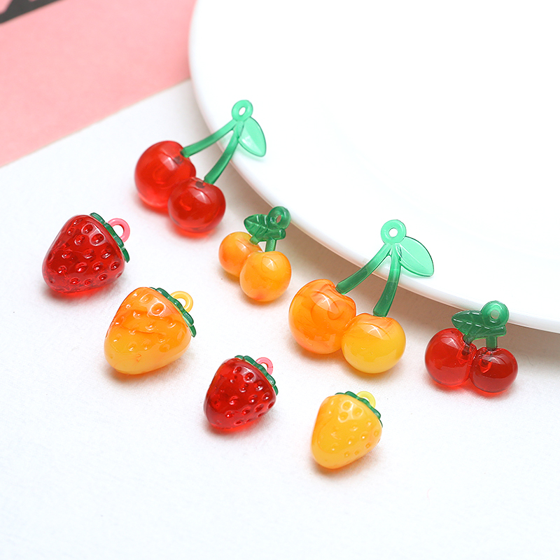 10 Pcs/package Cute Cherry Strawberry Resin Jewelry Accessories display picture 8