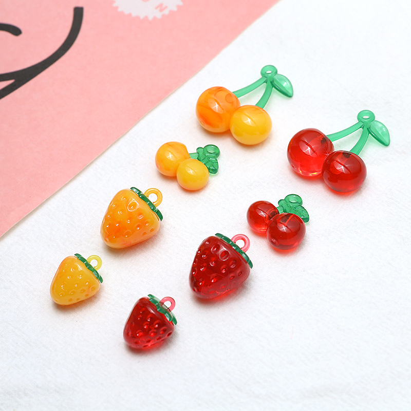 10 Pcs/package Cute Cherry Strawberry Resin Jewelry Accessories display picture 10