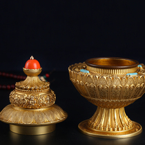 Hui Bao brass three-layer rice box rice box rice jar Eight auspicious tabletop pendulum ornament