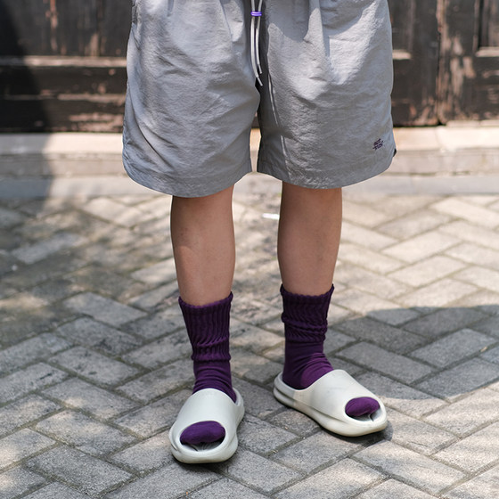 TINGOPLANET2023 autumn and winter men's casual purple mid-length pure cotton week socks sports trendy socks