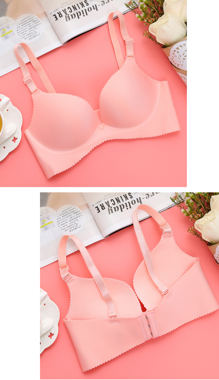 Bộ đồ lót không có vòng thép tập hợp không dấu vết cô gái nhỏ ngực dày gợi cảm điều chỉnh áo ngực mỏng quần lót nữ thun lạnh