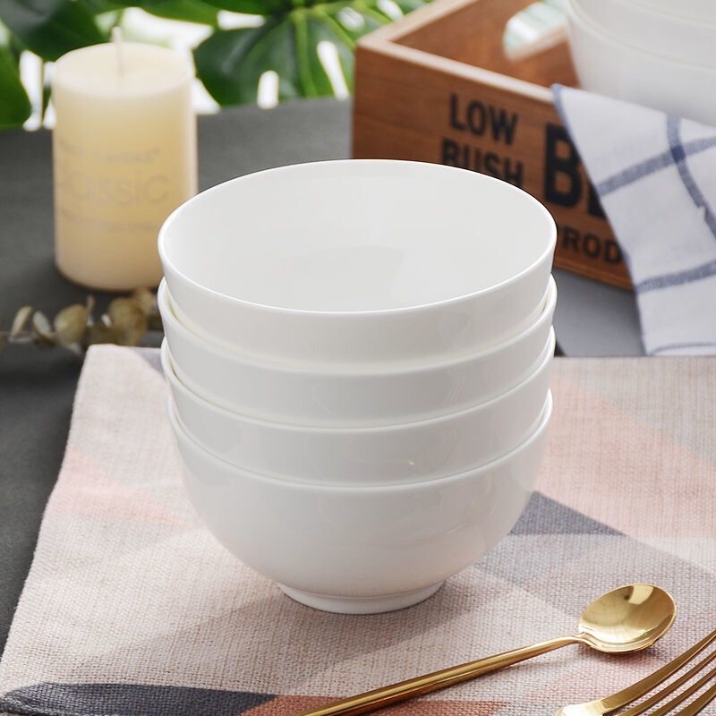 Pure White 4.5inch Luohan Bowl High-Temperature Ceramic Underglaze Color Household Small Bowl