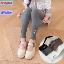 Spring and Autumn Thin Girls Cotton Leggings Medium Thick Socks Wear Cute Buttons Nine Childrens Pantyhose