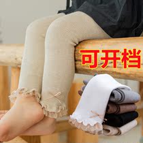 Girls Knitted Cotton Pantyhose Children Spring and Autumn Thin Cotton Lace Wear ankle-length pants Leggings Baby Open
