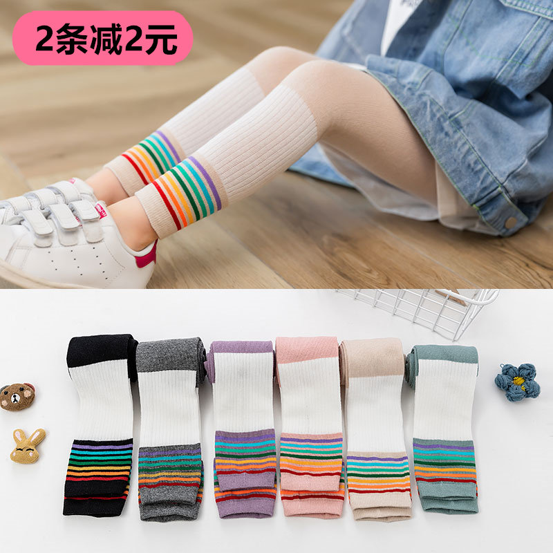 Girls underwear outside wear thin children's tights spring and autumn cotton in the big boy splicing cropped pants dance socks
