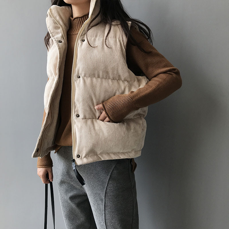 Áo vest nữ bằng vải cotton mùa thu đông ngắn phiên bản mới của Hàn Quốc áo khoác cotton rộng rãi cho học sinh hoang dã dày lên đồ công sở nữ