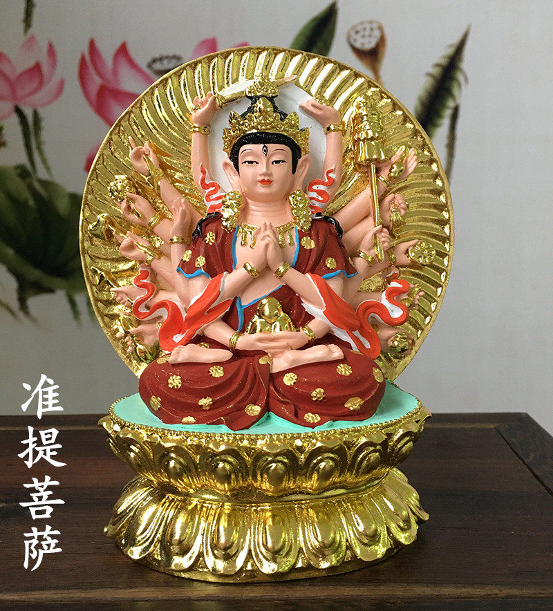 Zunti Bodhisattva Buddha Statue Painting Guanyin Bodhisattva Junti Buddha Mother Carry-on Car Small Buddha Statue Hand-pasted Gold Painting